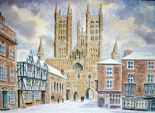 lincoln cathedral in the snow
